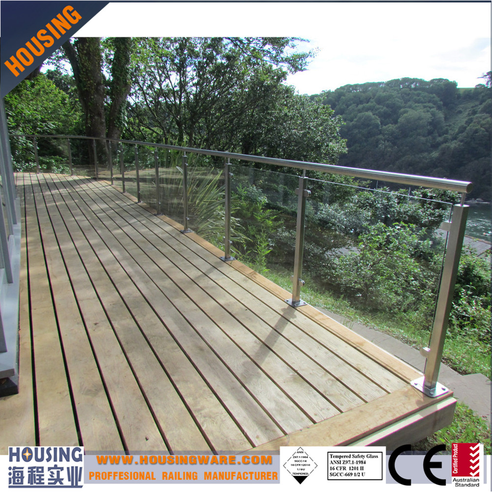 316 stainless steel glass balustrading ideas with square pipe baluster(030)