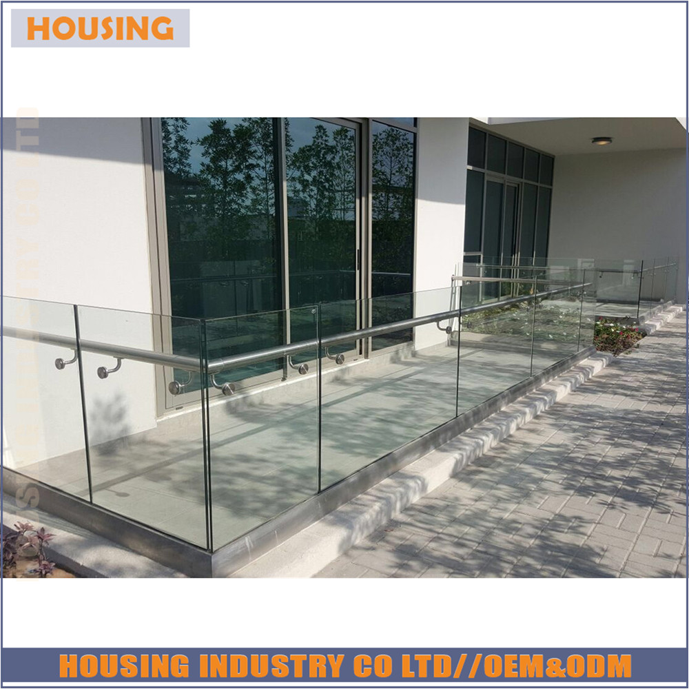 Alu u channel balustrade profiles led glass railing