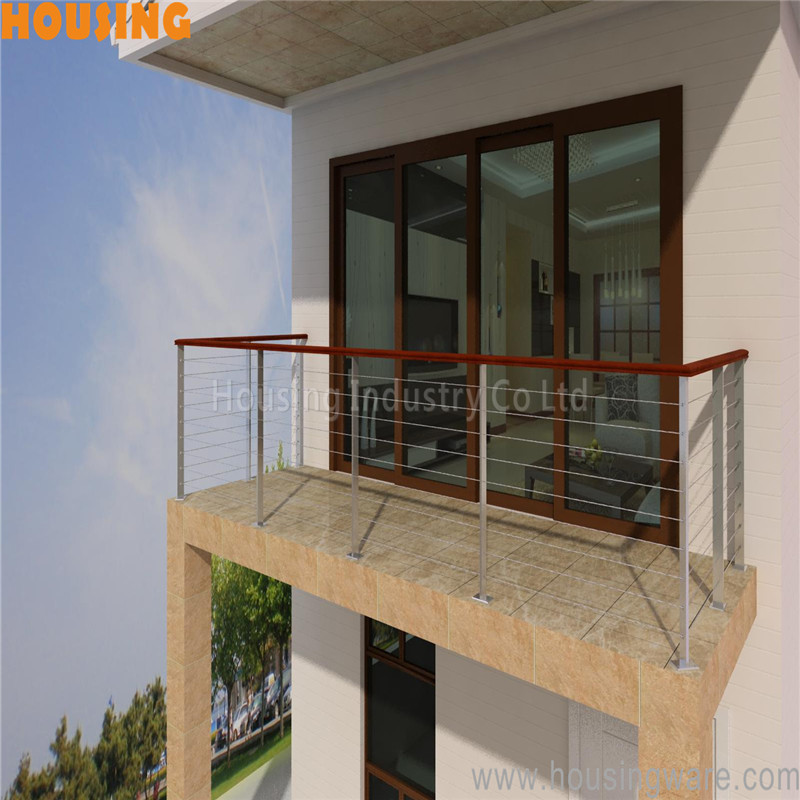 outdoor round post cheap stainless steel rope wire balcony railing