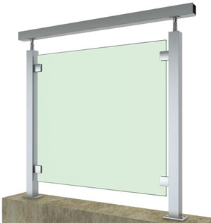 022 square handrail with square post glass railing