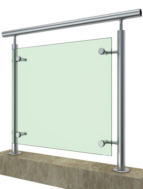 022 mirror finish round post glass railing